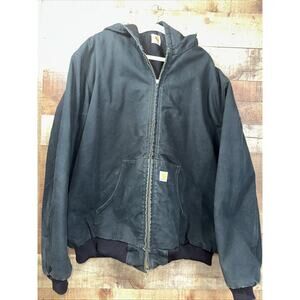 Vintage Carhartt J130 Black Faded Distressed Workwear Mens Jacket Coat Size 3XL